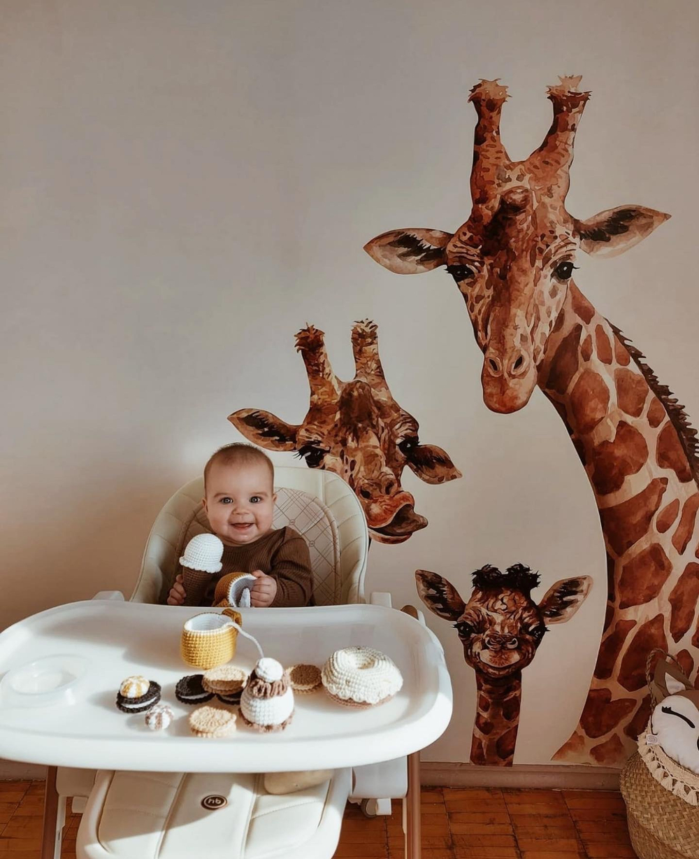 Наклейки СЕМЬЯ ЖИРАФОВ размер L