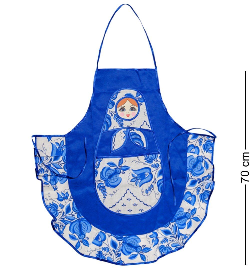 ТК-240-A Фартук «Матрешки» для взрослых (синий)