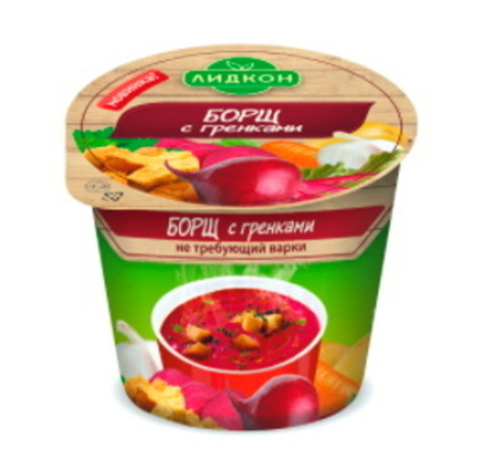 Борщ с гренками 25г. стакан Лидкон