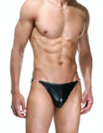 Мужские трусы-слипы с металлическим декором по бокам (Размер: L-XL) (Цвет: черный)