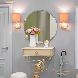 Бра настенный светильник Oliva Branch (Олива Бранч) Айвори левое Мраморное золото с абажуром Терра Айвори