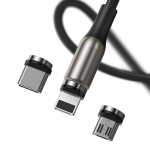 Кабель Baseus Zinc Magnetic Cable Kit (Micro+Type-C+iP) 2m 1.5A - Black 2m