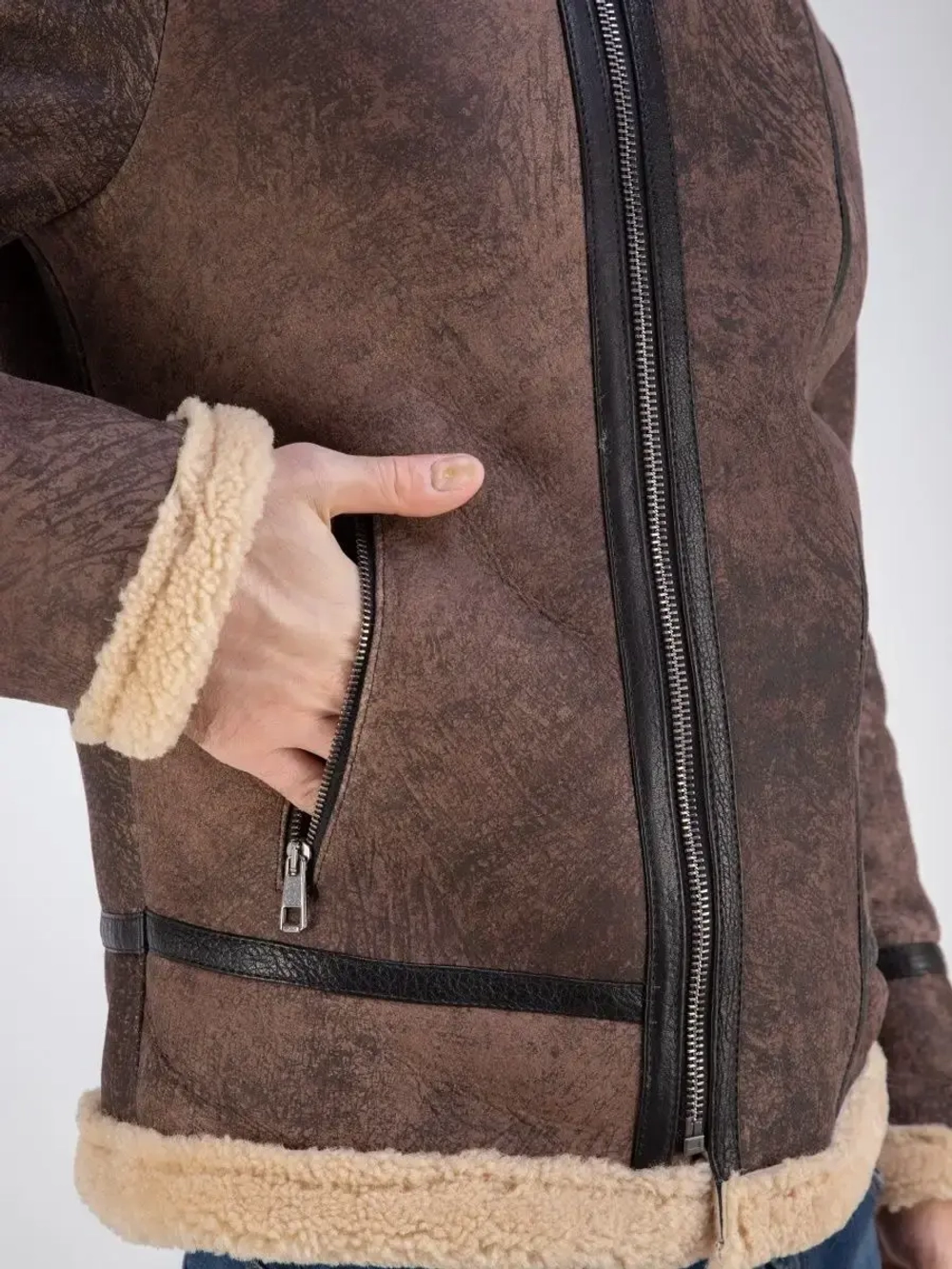 Дубленка мужская натуральная авиатор зимняя Турция