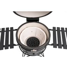Керамический угольный гриль DinoEgg Classic Black, 46 см, с ножками и столиками