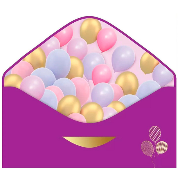 Конверт для денег "С днем рождения", Фиолетовый, soft-touch