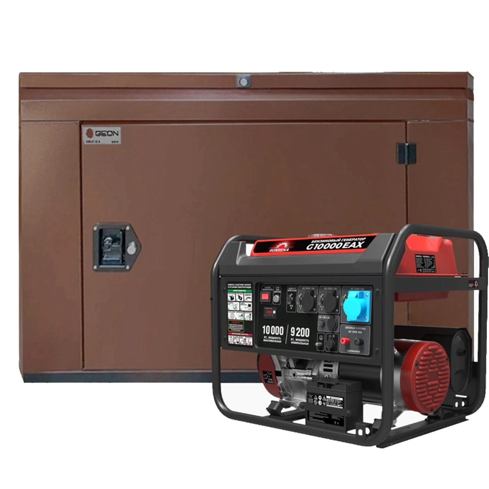 Генератор бензиновый SUNREKA G10000EAX с кожухом Geon 1200 RAL 8017
