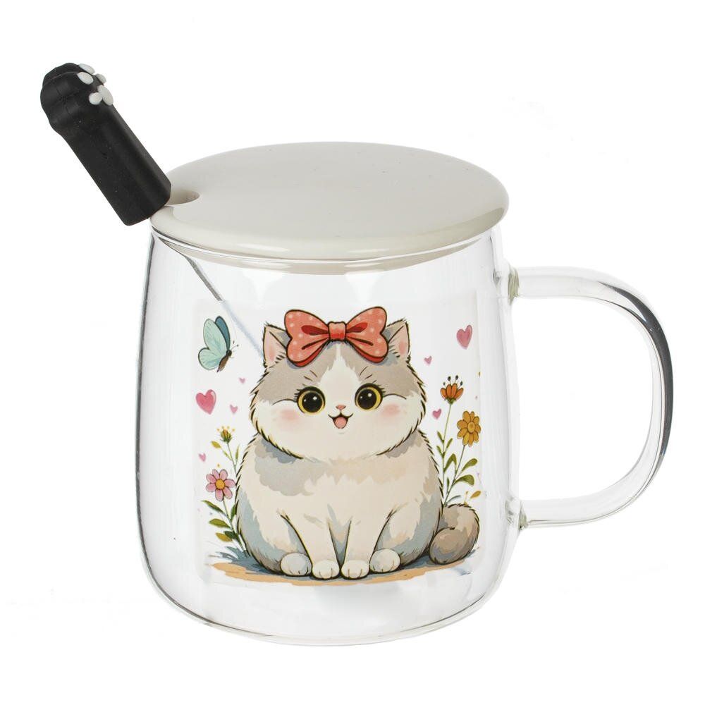 GAEM Кружка с крышкой и ложкой, 430 мл, L12 W9 H12,5 см