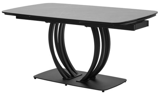 Стол MALTA 160 KL-136 Серый мрамор матовый, итальянская керамика/ черный каркас