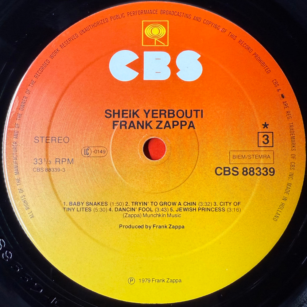 Frank Zappa – Sheik Yerbouti 2LP (Голландия 1979г.)