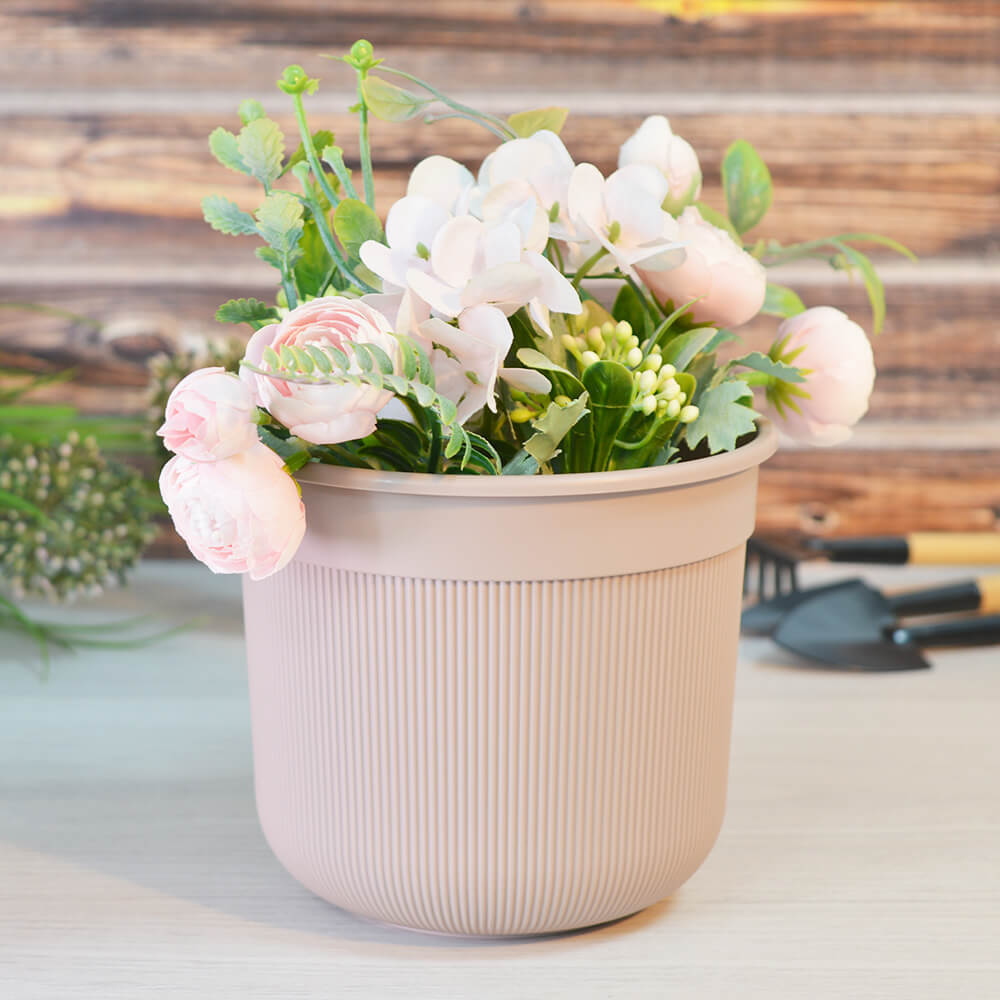 Горшок цветочный Сканди 1л с дренажной вставкой, какао