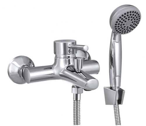 СЛ-ОД-Д30 Смеситель для ванны с коротким литым изливом, переключатель кнопочный, комплект, одноручн.