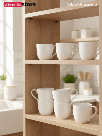 Набор кружек 350 мл. 6 штук "White Ornaments"