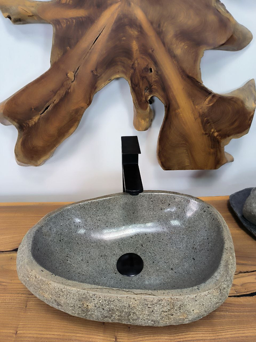 Раковина из речного камня RS-66278 49х31х15 из натурального камня