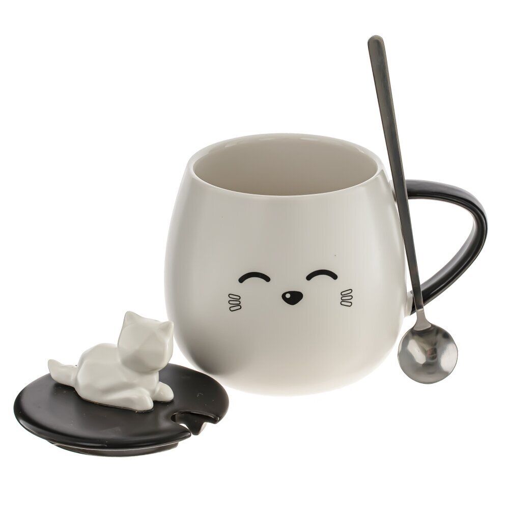 GAEM Кружка с крышкой и ложкой, 400 мл, L8 W8 H8,5 см, 2в.