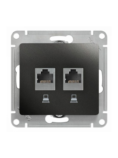 Розетка компьютерная 2-м Glossa RJ45 кат.5E механизм антрацит SE GSL000785KK