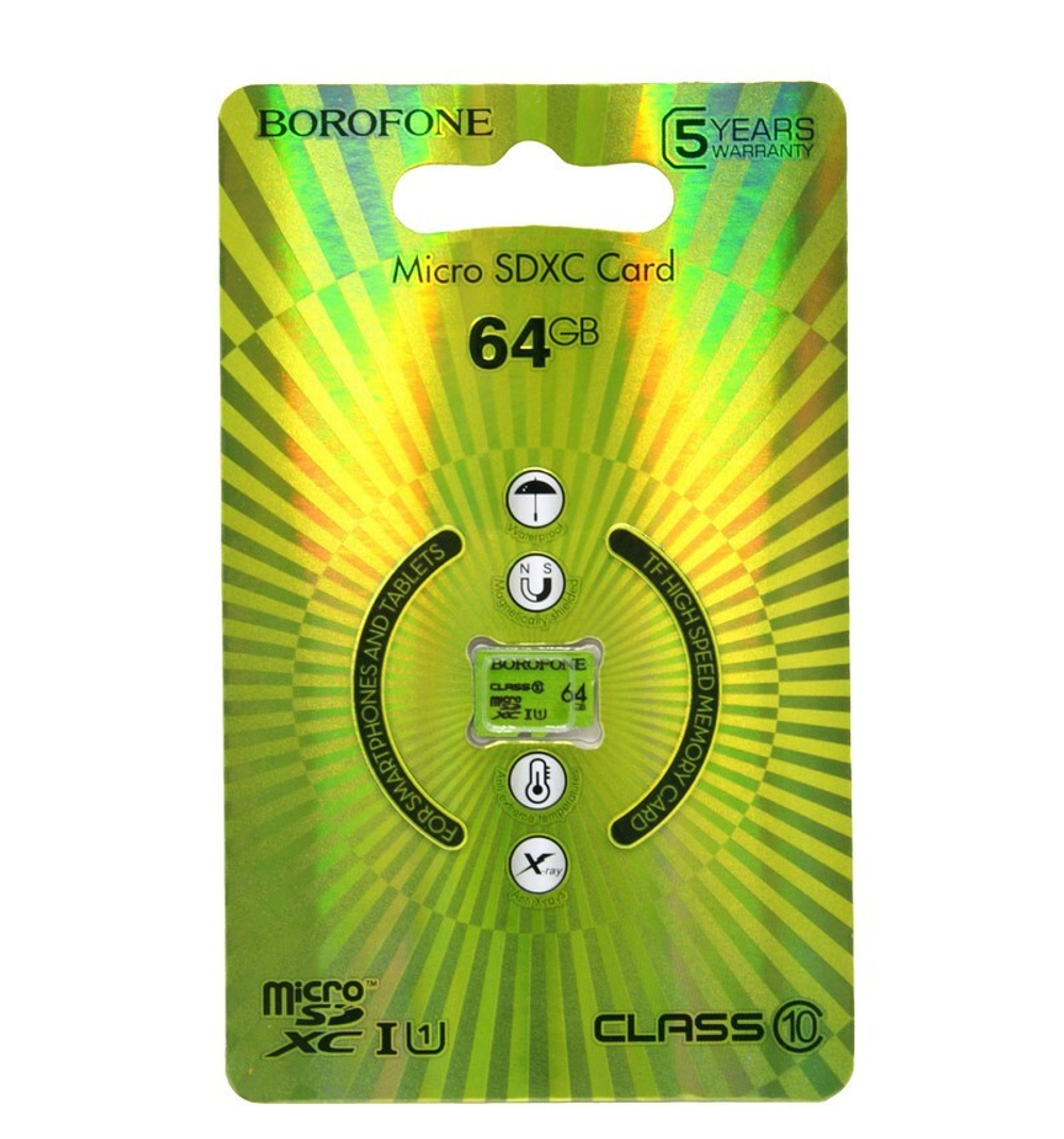 Micro SDHC карта памяти BOROFONE 64ГБ Class 10