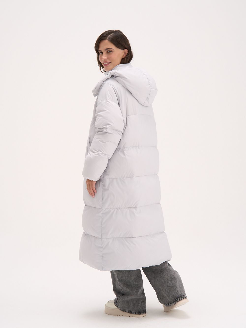 Пуховик удлиненный стеганый "Жемчуг" женский
