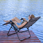 Шезлонг пляжный складной, металл, 165х65х110 см, 100 кг, 2 положения спинки, коричнево-серый, Green Days