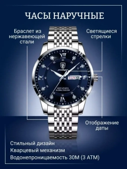 Часы наручные кварцевые POEDAGAR на металлическом браслете, серебристый W9022100-06