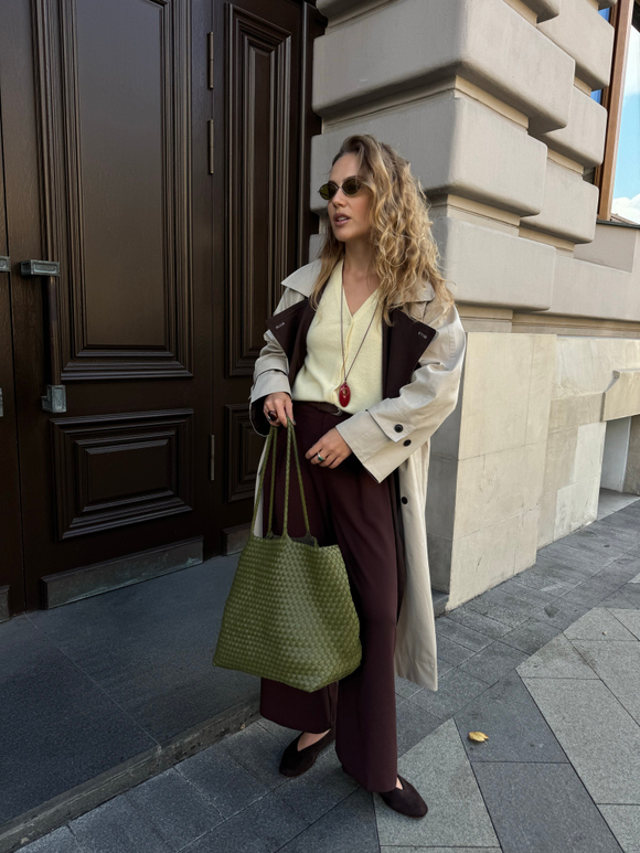 Двойной тренч бежевый