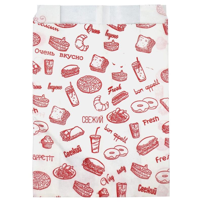 Пакет бумажный Казахстан белый еда 17*12*5 см V-дно 100 шт/уп 10 шт/кор