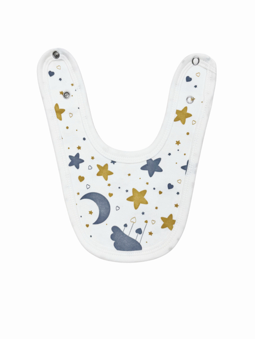 Двусторонний нагрудник Облачка blue -gray (0-12 мес)