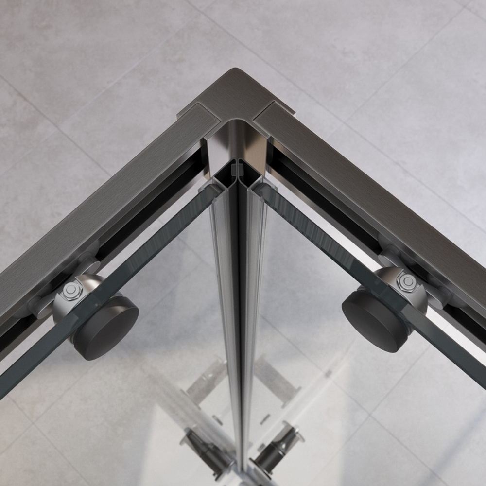 Душевой уголок Cezares RELAX-304-A-2-80-C-GM, 80х80х200, профиль оружейная сталь, прозрачное стекло