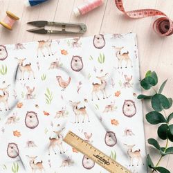 Ткань сатин ежики и оленята