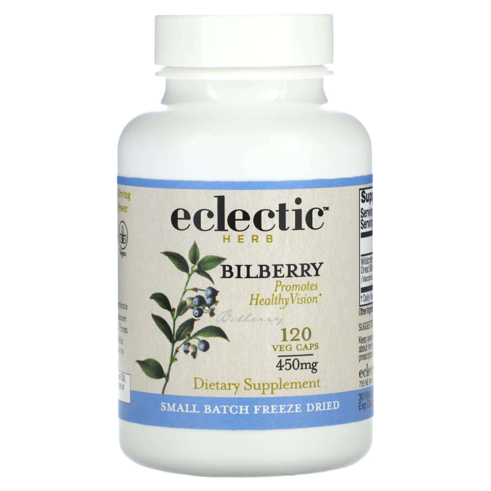Eclectic Herb, черника, 120 растительных капсул (450 мг в 1 капсуле)