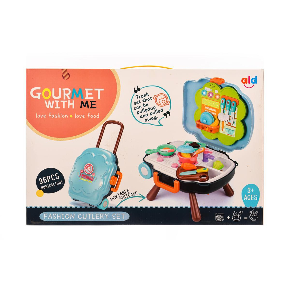 Игровой набор "Пикник на природе"36 прем.49,5*33*1см,столик-чемодан,на батар.коробка