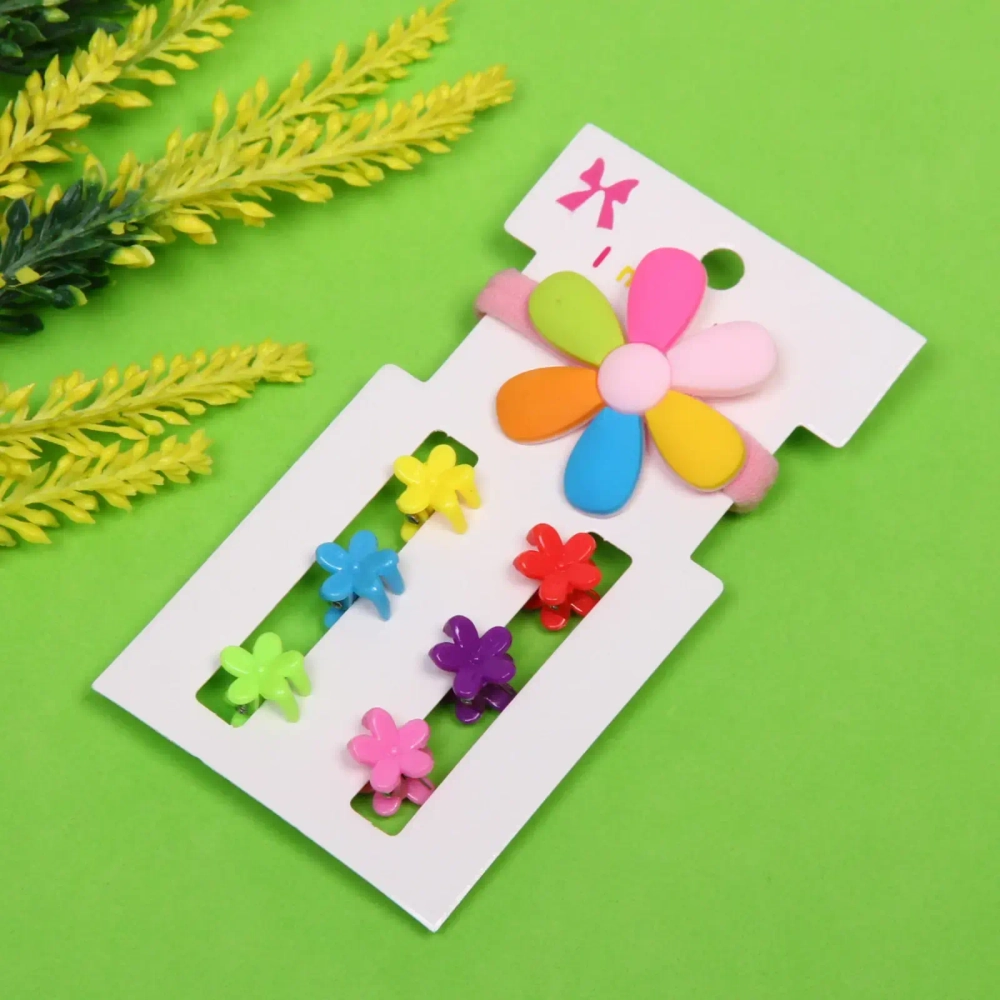 Заколки-крабы для волос детские 6шт c резинкой для волос «Collection Boom - Ромашки», цвет микс, 1,5см