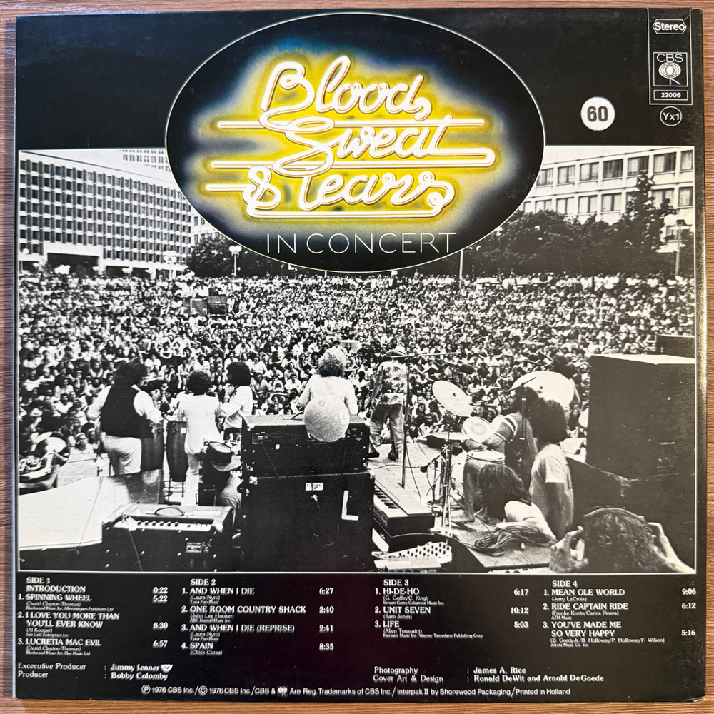 Blood, Sweat & Tears Featuring David Clayton-Thomas – In Concert 2LP (Голландия 1976г.) Т
