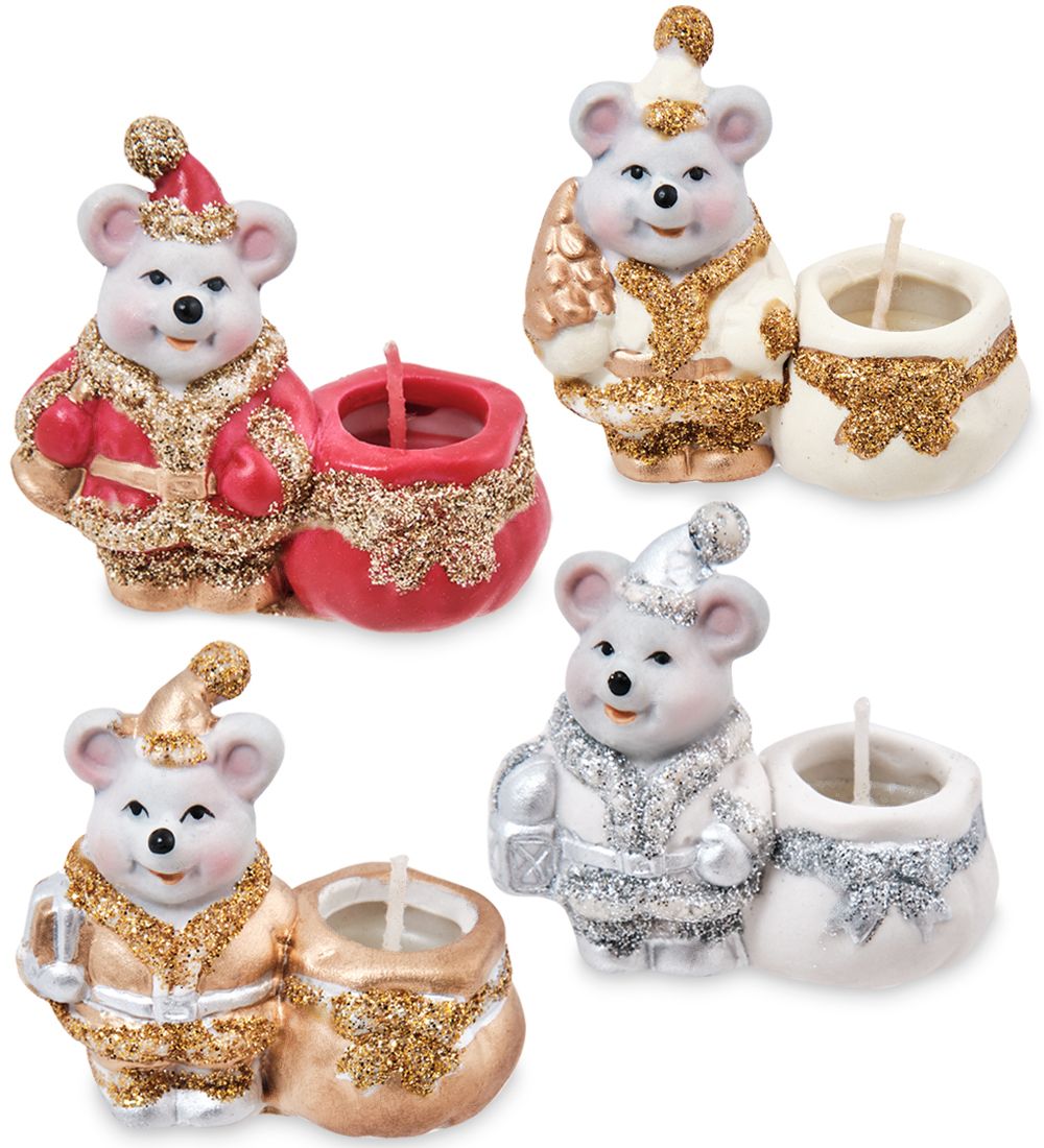 F-T1465-7 Подсвечники «Мышка» микро ассорт 4 шт