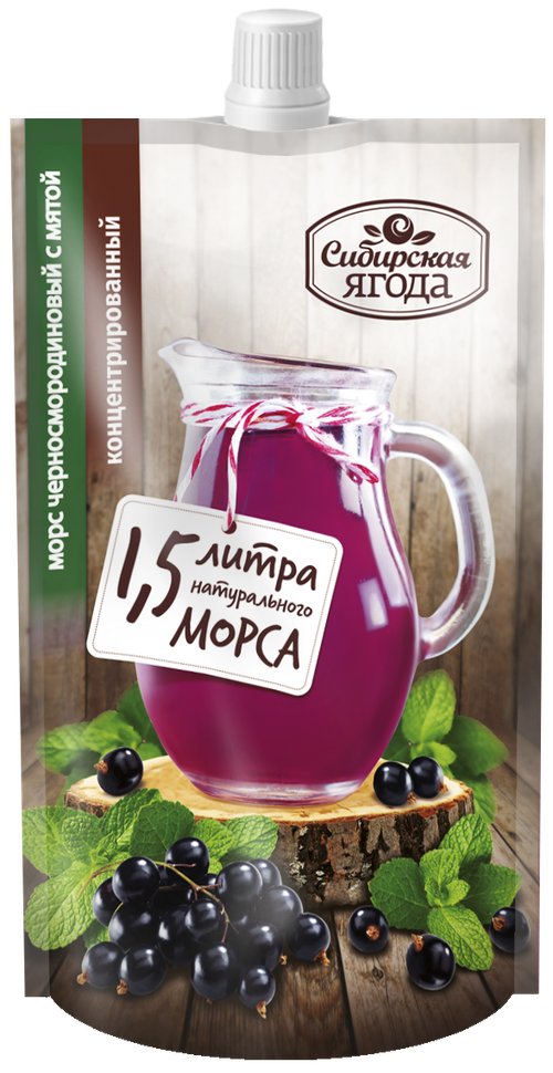 Черносмородиновый концентрированный морс с мятой / 200 мл / дой-пак / Сибирская ягода