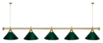 Лампа STARTBILLIARDS 5 пл. (плафоны зеленые,штанга зеленая,фурнитура золото)