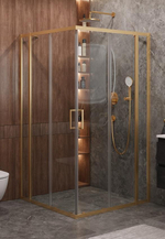 Душевой уголок Cezares MOLVENO-A-22-100+20-C-BORO-IV, 120х120х195, профиль брашированное золото, прозрачное стекло