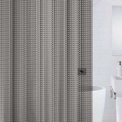 Штора для ванной 3D серый 180*180см, EVA