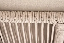 "Канны" угловой модуль плетеный из роупа, основание дуб, роуп бежевый круглый, ткань бежевая 052