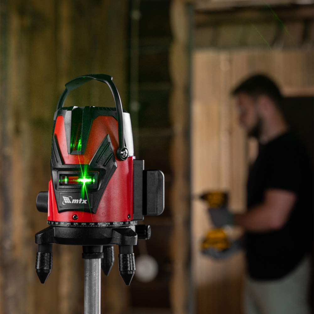 Лазерный уровень MXL GREEN, 30 м, зеленый луч, акк. Li 2400 mAh, сумка, резьба 5/8" MTX