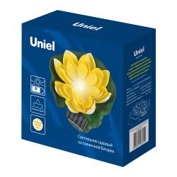USL-S-827-PT060 YELLOW WATERLILY Садовый светильник на солнечной батарее Желтая кувшинка. Плавающий. 1 светодиода. Теплый белый свет. 1xААA Ni-Mh аккумулятор в-к. IP44. TM Uniel