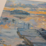 Постер с паспарту 30х40 см Репродукция с авторской картины маслом "Финляндия. Светает"