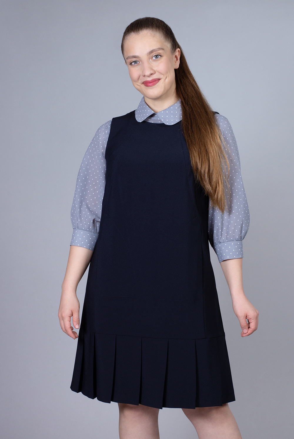 Офисный сарафан 2308АП, Тёмно тёмно син #70ТТСи082308АП