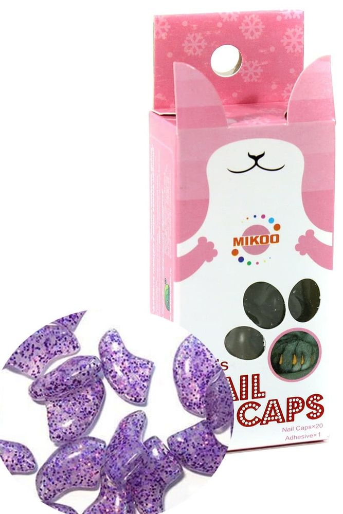 КОГТИ НАКЛАДНЫЕ Д/КОШЕК "MIKOO" C-XS9 20шт (ПРОЗРАЧНЫЕ С БЛЕСТКАМИ)