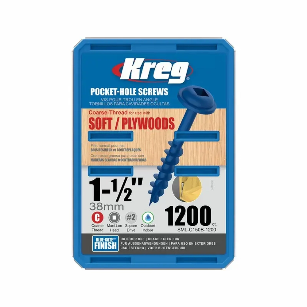 Шурупы с крупным шагом (Blue‐Kote) 1-1/2" 38мм - 1200 шт. SML-C150B-1200-INT