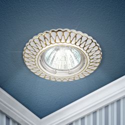 ST4 GD/WH Светильник ЭРА штампованный MR16,12V/220V, 50W белый/золото | Штампованные встраиваемые светильники