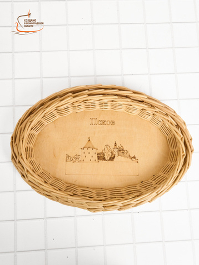 Тарелка плетеная из лозы овальная 23х15 см Псков