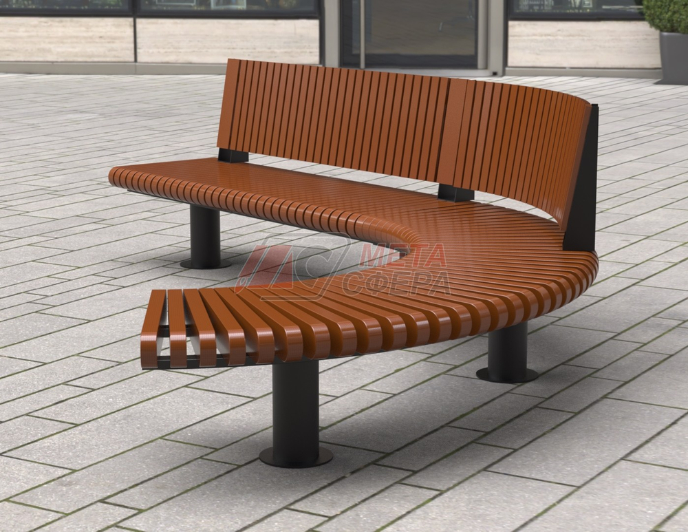 Скамейка Rail Road 01 Long с поворотом