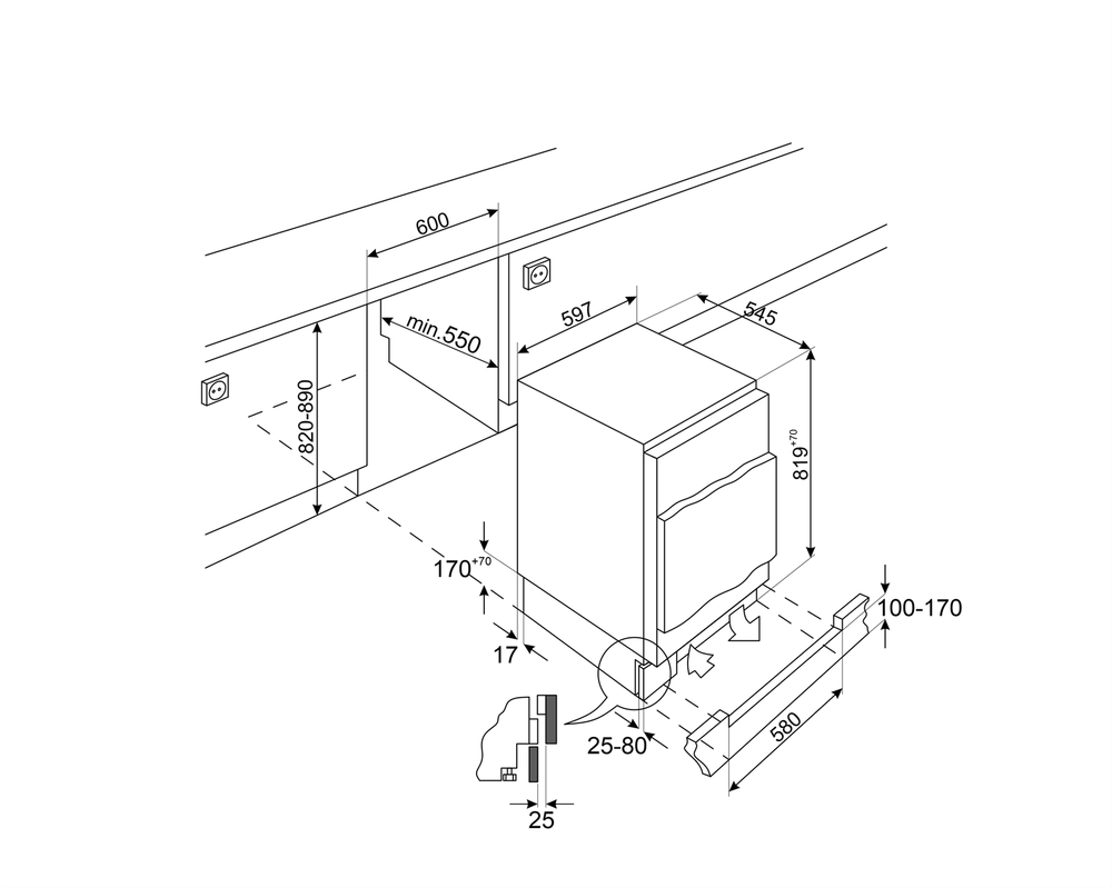 Встраиваемый холодильник Smeg U8L080DE