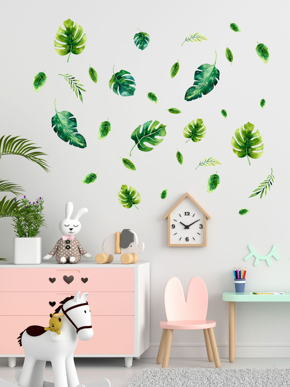 Интерьерные виниловые наклейки большие воздушные шары на стены в детскую, дома, облака, пейзаж