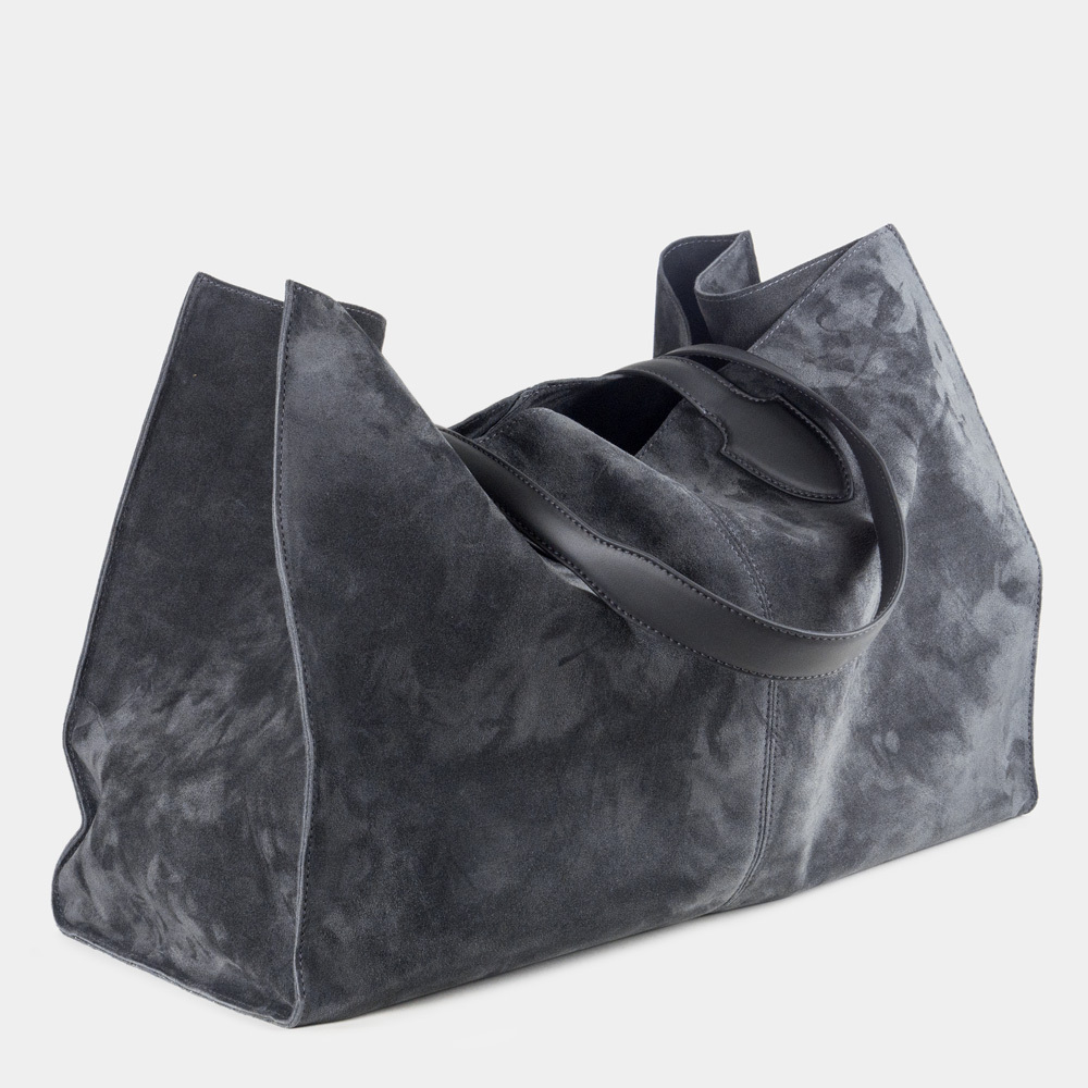 Шоппер Boheme из замши серого цвета